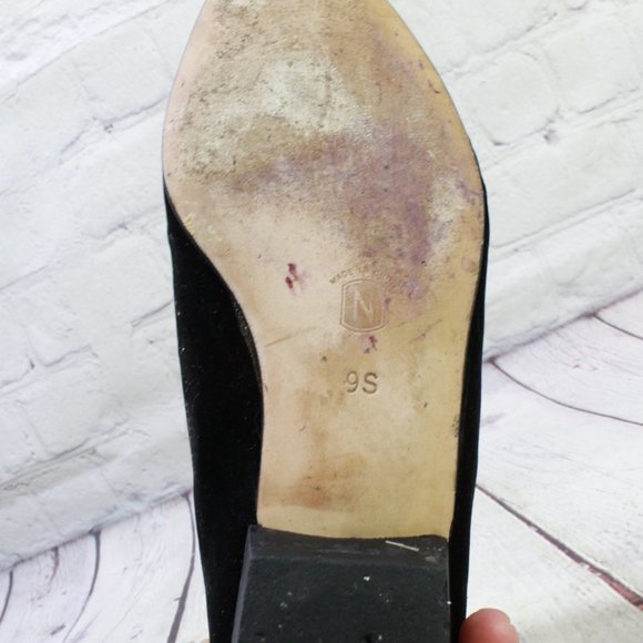 Nordstrom Black Leather Closed Toe Slip On Ballet Flat Shoes Size 9 - Picture 8 of 9